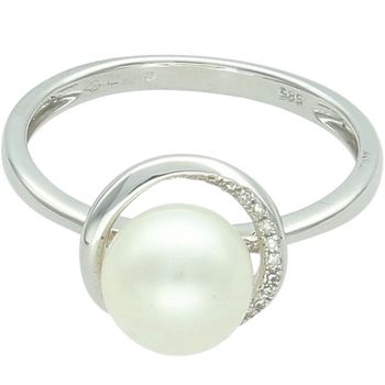 Pierścionek z białego złota 585 z perłą i diamentami – subtelna elegancja Au białe.jpg